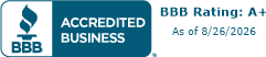 BBB Accredited Business, A+ Rating