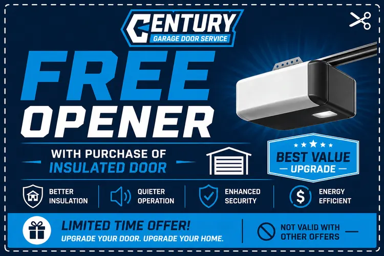 Free garage door opener with the purchase of an insulated door