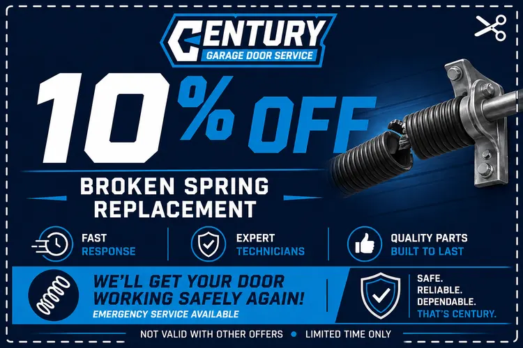 10% off broken garage door spring replacement